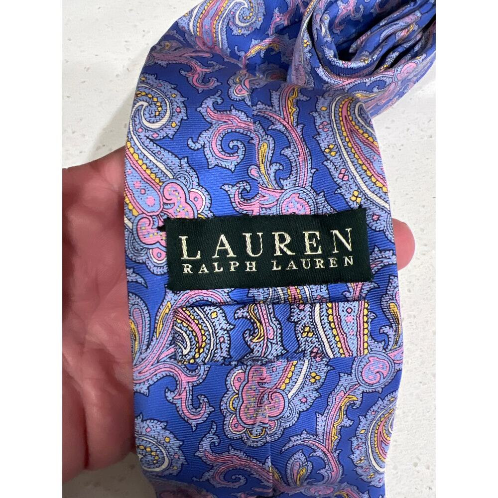 Lauren Ralph Lauren mens paisley print silk necktie tie - Picture 2 of 3